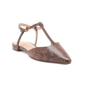 COLE HAAN Cuoio Leather Marlah T-strap Comfort Ballet Flats